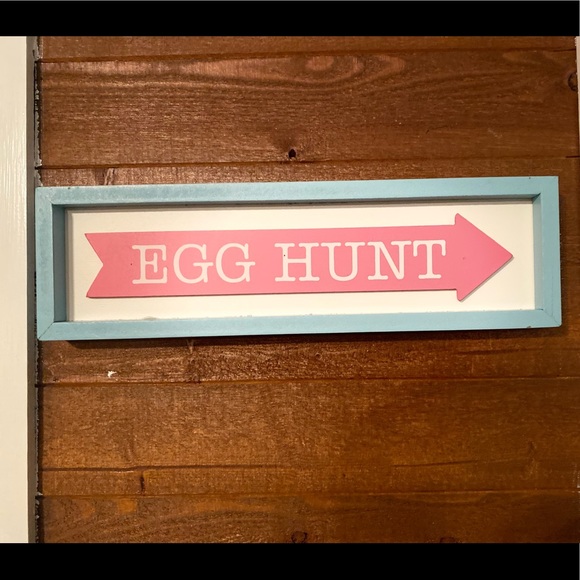 Easter Egg Hunt Sign, Blue & Pink Arrow Egg Hunt Decor Sign, Tabletop or Wall - Picture 11 of 12